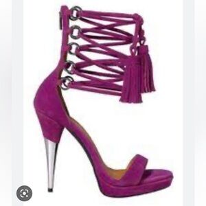 Colin Stuart Purple Lace Up Ankle Tie Pumps Heels Size 8.5